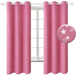 New Pink blackout curtains with silver stars